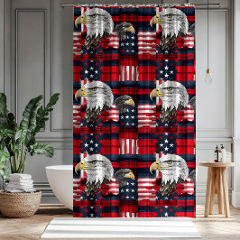 American Pride Curtain Eagle & Flag Home Touch Douchegordijn