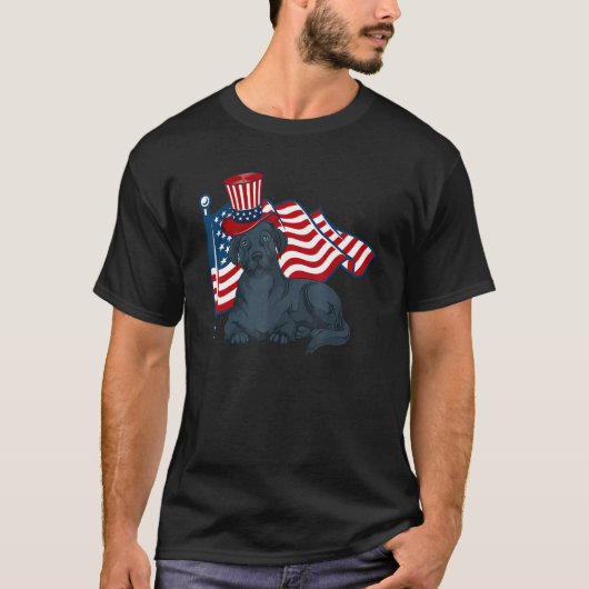American Pride Dog Owner Labrador Us Flag Black L T-shirt (Voorkant)