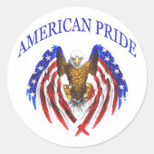 American Pride Eagle Ronde Sticker (Voorkant)