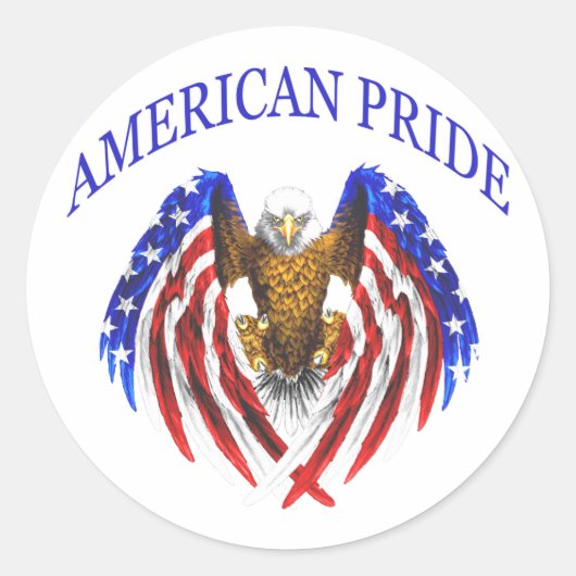 American Pride Eagle Ronde Sticker (Voorkant)