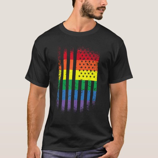 American Pride gay lesbian bisexual transgender US T-shirt (Voorkant)