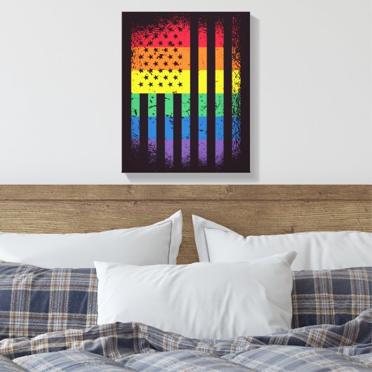 American Pride Grunge Canvas Afdruk (Insitu (Slaapkamer))