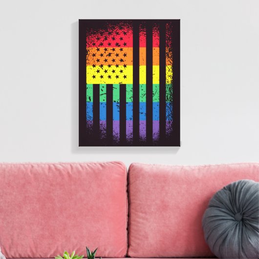 American Pride Grunge Canvas Afdruk (Insitu (Woonkamer))