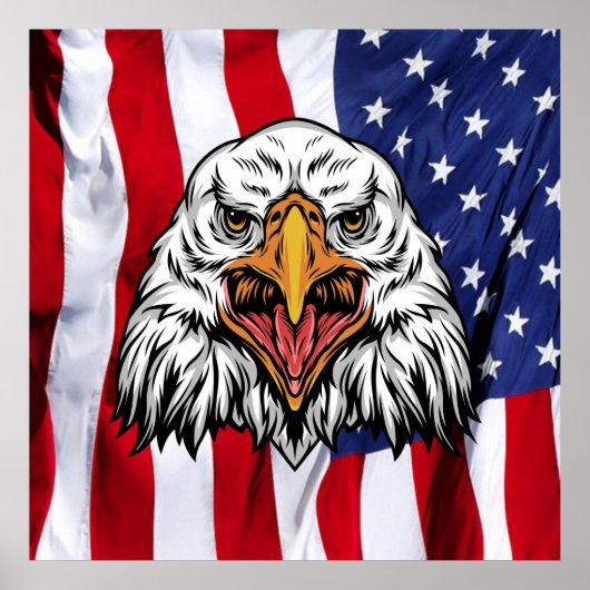 "American Pride: Majestic Eagle met Patriottische Poster (Voorkant)