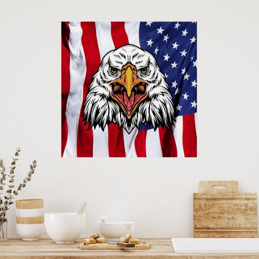 "American Pride: Majestic Eagle met Patriottische Poster (Keuken)