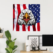 "American Pride: Majestic Eagle met Patriottische Poster (Thuiskantoor)