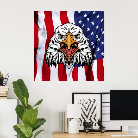 "American Pride: Majestic Eagle met Patriottische Poster (Thuiskantoor)