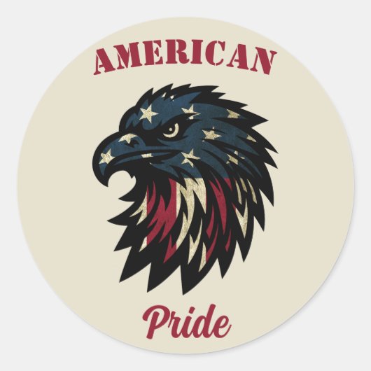 American Pride, Patriottische Rode Witte Blauwe Ad Ronde Sticker (Voorkant)
