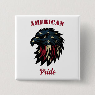 American Pride, Patriottische Rode Witte Blauwe Ad Vierkante Button 5,1 Cm