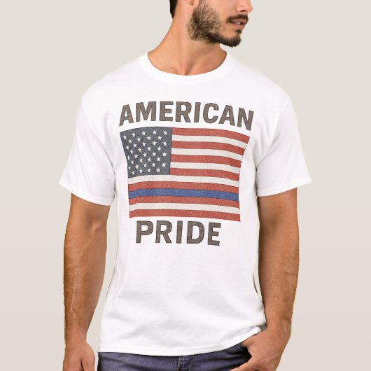 American Pride Shirt - dun blauw lijn (Voorkant)