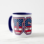 American Pride USA Custom Two-Tone Koffie Mok (Voorkant links)