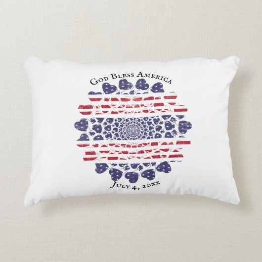 American Psychedelic Patriotic Hearts Tie Dye Accent Kussen (Voorkant)
