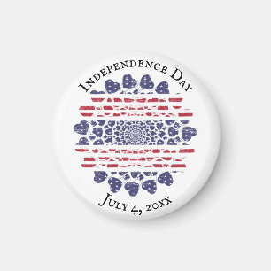 American Psychedelic Patriotic Hearts Tie Dye Magneet