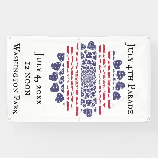 American Psychedelic Patriotic Hearts Tie Dye Spandoek (Horizontaal)