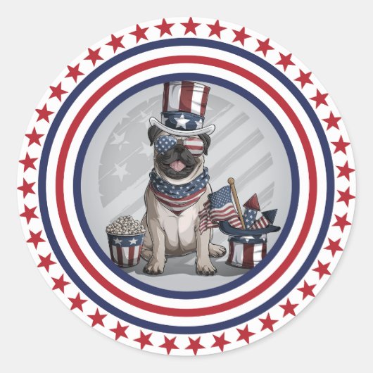 American Pug Ronde Sticker (Voorkant)