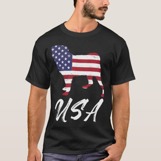 American Pug USA Flag TShirt voor Pug Lovers Essen (Voorkant)