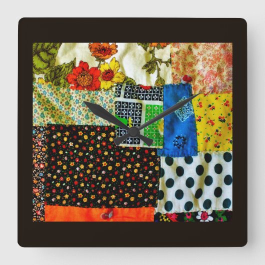 American Quilt Design Vierkante Klok (Voorkant)