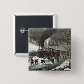 American Railroad Scene, 1871 Vierkante Button 5,1 Cm (Voorkant /achterkant)
