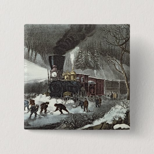 American Railroad Scene, 1871 Vierkante Button 5,1 Cm (Voorkant)