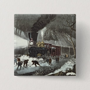 American Railroad Scene, 1871 Vierkante Button 5,1 Cm