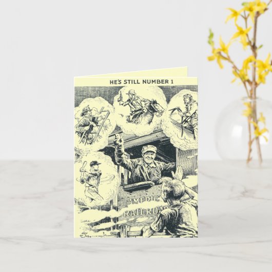 American Railroad Train Engineer Note Kaart (Gele Bloem)