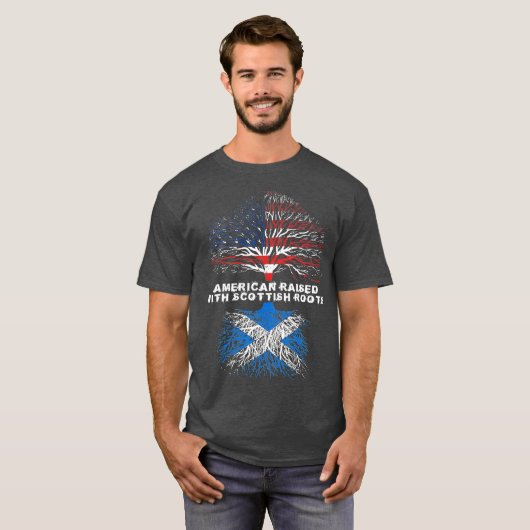 American Raised met Scottish Roots Scotland T-shirt (Voorkant volledig)