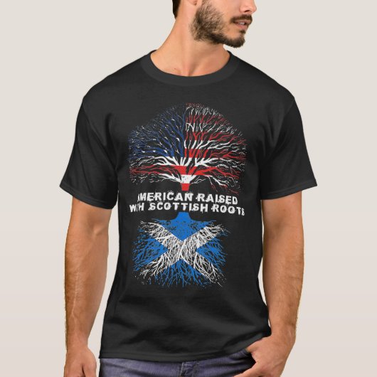 American Raised met Scottish Roots Scotland T-shirt (Voorkant)