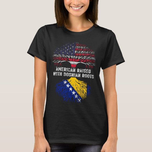 American Raised with Bosnian Roots Bosnia T-shirt (Voorkant)