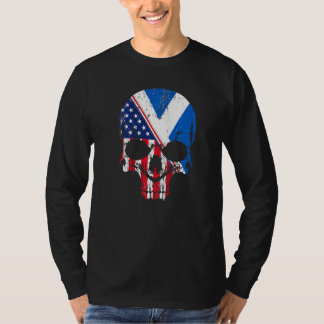 American Raised With Scottish Roots Skull Idea & U T-shirt