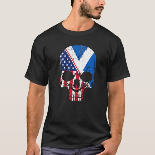 American Raised With Scottish Roots Skull Idea & U T-shirt (Voorkant)