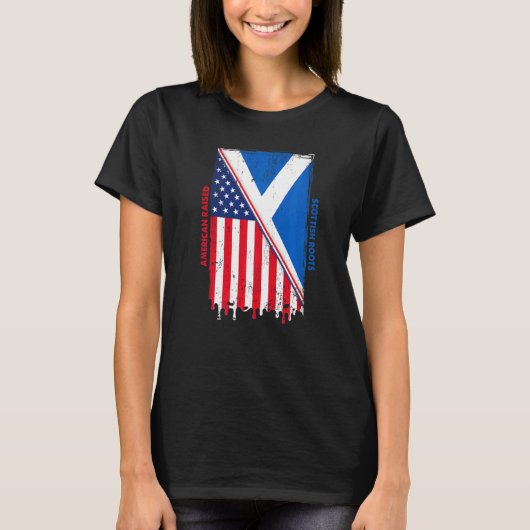 American Raised With Scottish Roots With Scotland T-shirt (Voorkant)