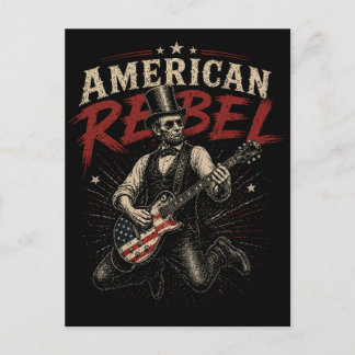 American Rebel Lincoln Flag Guitar Rock Art Feestdagenkaart