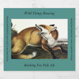 American Red Fox, Vulpes vulpes fulvus van Audubon Bier Etiket