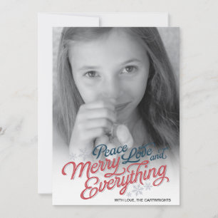 American Red Ribbon Script Holiday Photo Card Feestdagenkaart