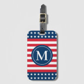 American Red White Blue Custom Monogram Initiaal Bagagelabel (Voorkant (verticaal))