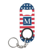 American Red White Blue Custom Monogram Initiaal Mini Flessenopener (Voorkant)
