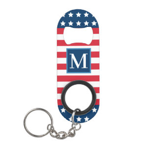 American Red White Blue Custom Monogram Initiaal Mini Flessenopener