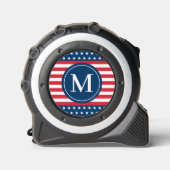 American Red White Blue Custom Monogram Initiaal Rolmaat (Voorkant)
