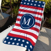 American Red White Blue Custom Monogram Initiaal Strandlaken
