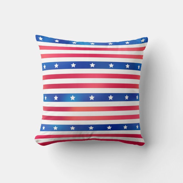 American Red White Blue Stars Stripes Trendy Kussen (Voorkant)