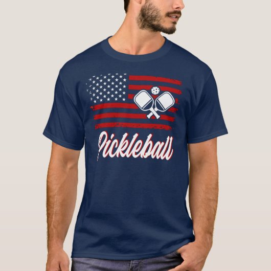American Red White Flag Pickleball T-Shirt (Voorkant)