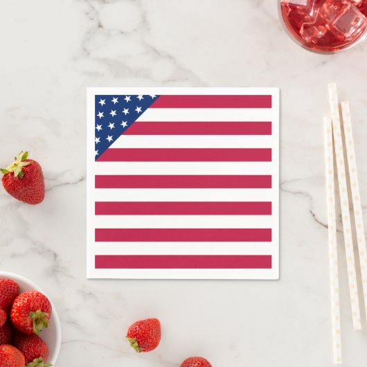 American Red White Stripes Stars Flag Paper Napkin Servetten (Insitu)