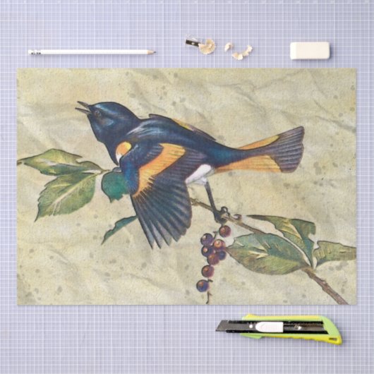 American Redstart Bird Decoupage Tissue Paper Tissuepapier (Craft)