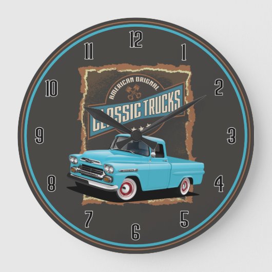 American Retro Classic Trucks Large Clock Grote Klok (Voorkant)