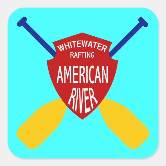 American River Whitewater Rafting Vierkante Sticker (Voorkant)