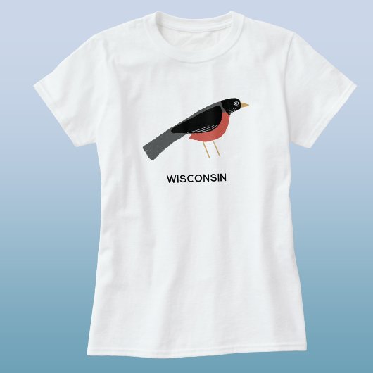 American Robin Art Wisconsin Custom Text T-shirt