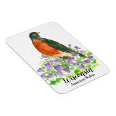 American Robin Bird Wood Violets Personalized Magneet (Rechterzijde)