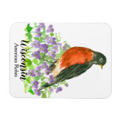 American Robin Bird Wood Violets Personalized Magneet (Horizontaal)