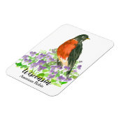 American Robin Bird Wood Violets Personalized Magneet (Linkerzijde)