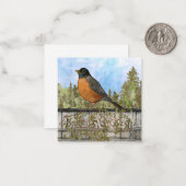 American Robin Blue Sky Blank Flat Note Card Notitiekaartje (Voorkant / Achterkant in situ)